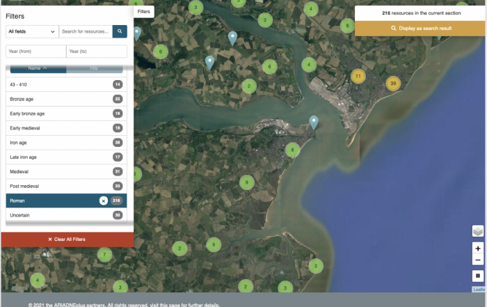 Map of Roman finds in the Deben Estuary, England