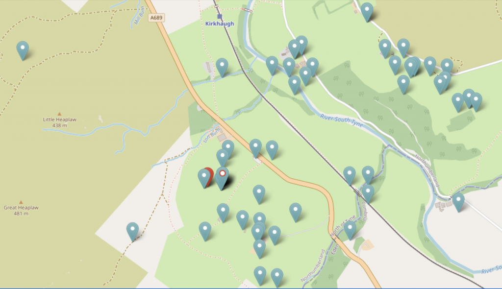 Map of Whitley Castle resources