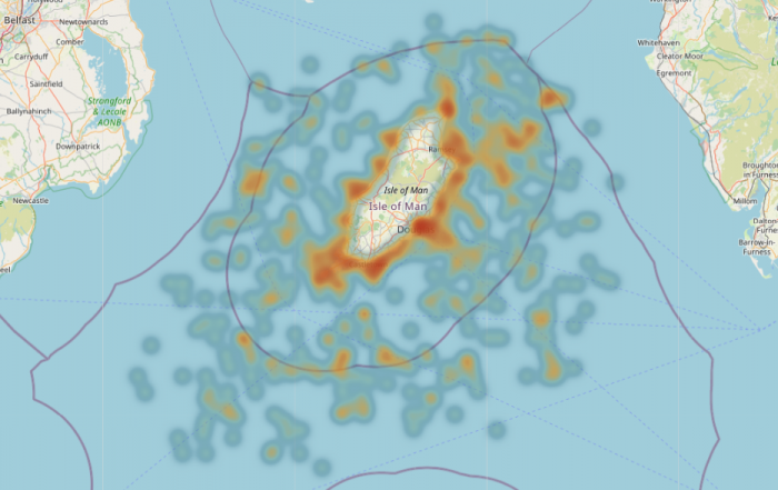 Heat map of ship wrecks around the Isle of Man